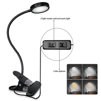 Led Мини-Настолна лампа със скоба, USB Гъвкава Портретно лампа със защита за очите, Декоративно нощно осветление на помещение, лампа за четене в таблата