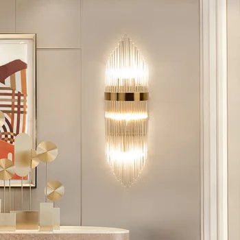 Скандинавски модерен Crystal led монтиран на стената лампа от неръждаема Стомана, начало декор, Нощно шкафче за спалня, лампа за преминаване по стълбите