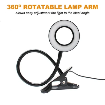 360 ° Гъвкава настолна лампа за четене, Ухаживающая за очите, USB-зажимная лампа за легла, работен плот, верстака -A