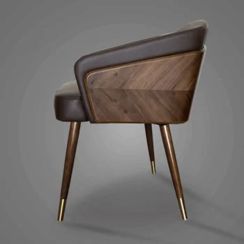 Модерен минималистичен маса за хранене, стол за кухненски мебели, Луксозен стол с дървена тапицерия, Висококачествени трапезни столове, удобна седалка
