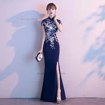 2023 китайското подобряване на рокля ципао, банкет рокля с национална бродерия на цветя чонсам, източно винтажное вечерна рокля vestido