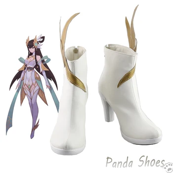 Обувки за cosplay LOL Irelia от Аниме игра League of Legends, Защото Бели Ботуши Irelia, Реквизитная Обувки за Cosplay, Обувки за парти в чест на Хелоуин