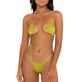 Дизайнерски 2023 Женски Сексуални маслинено-зелени бански бикини Комплект бикини Бански Плажно облекло Biquini
