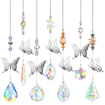 7 Броя Кристали-пеперуди, Висящи мъниста, Цветни Кристален Полилей, Подвесная Стена, Дърво, Прозорец, Призма, Украшение