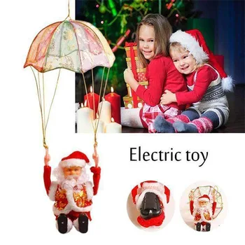 Електрическа играчка-парашут на Дядо Коледа, Санта Клаус, който пее и танцуващ, подвесная играчка за прозорци, Коледни елхи