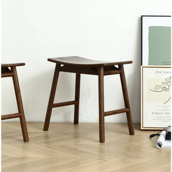 Модерни мебели Прости столове за кухня от черно орехово дърво, тоалетка, Многофункционално столче за преобличане на обувки, Устойчиви на натоварване