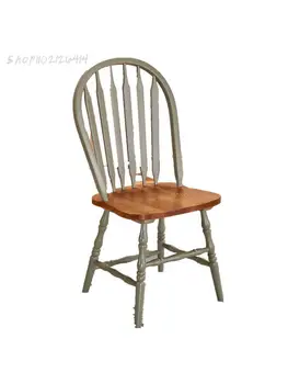 Американски Уиндзор стол от масивна дървесина, домашен кът, стол, скандинавски стол, направен от червен дъб, лесен, удобен кафе, стол за почивка, хотел