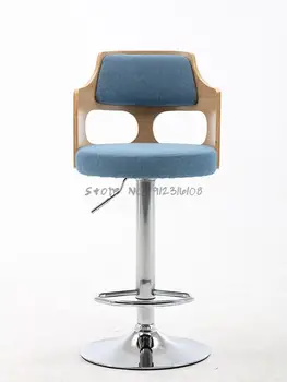 Модерен прост бар стол с висока облегалка, домакински скандинавски бар стол, стол, подвижен въртящ се бар стол