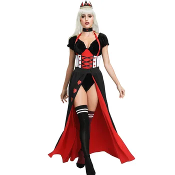 Женски костюм Кралица на Сърцата На Хелоуин Червената Кралица Ирасебет Алиса в Страната на чудесата Cosplay Маскарадное рокля