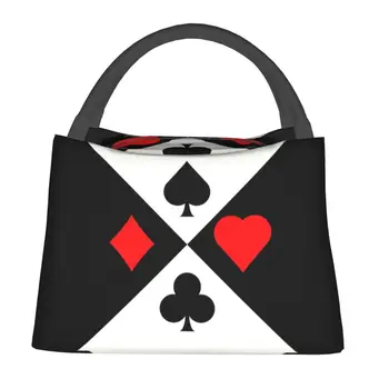 Покер, четири костюма, изолирано чанта за обяд за жени, играчи в игри с карти, Преносим охладител, термобокс за Bento, Работа, пътуване