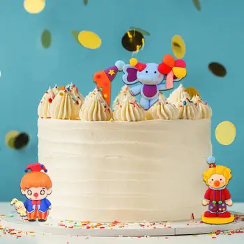 Цирк Клоун Украса на Торта За Момичета И Момчета Силикон Слон Детски Topper За Душата Клоун честит Рожден Ден на Цирк Детска Торта Тема Li M9W0