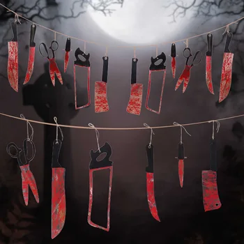 Украса за Хелоуин Фестивал Призраци 12 Кървави Ножове Флаг за парти в Къщата с Духове Хитър подпори Натал Decoração Джудже