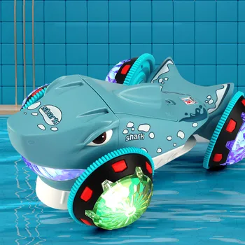 Детска Играчка кола-трик с Акули, Електрически Универсален Въртящи се на 360 градуса Плаващи кола с лека музика, играчки за деца, подаръци за момчета