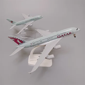 Легкосплавный Метал Air, QATAR Airways A380 Модел Самолет QATAR Airbus 380 Airlines Molded под налягане Модел Самолет с Колела Самолет 16см 20 см