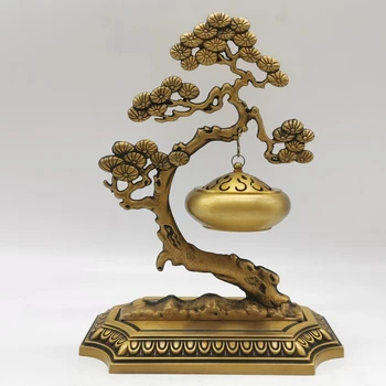 Китайската Сложна Латунная Скулптура Късмет 'Pine Tree' Ладанная Горелка Метални Изделия Малко Декоративно продукт Декорация на дома