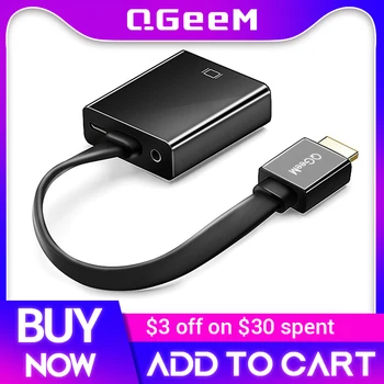 QGeeM HDMI-VGA адаптер Цифрово-аналогов видео-аудио конвертор, Кабел HDMI-VGA Конектор за Xbox 360, PC, PS4 Лаптоп ТЕЛЕВИЗИЯ кутия