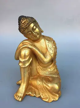 Коллекционируйте китайска основател на будистката бронзов позолоченную статуята на спящия Буда Шакямуни