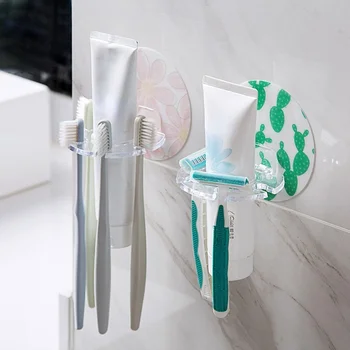 1бр Пластмасов държач на четка за зъби, паста за зъби и рафтове за съхранение на бръснач четка за зъби диспенсер за баня рафтове за съхранение на аксесоари за баня инструмент
