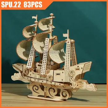 807 83 бр., 3D дървени играчки-пъзели, Океански Кораб за Сглобяване на кораба, подарък за деца и Възрастни, ръчна креативна 3d модел