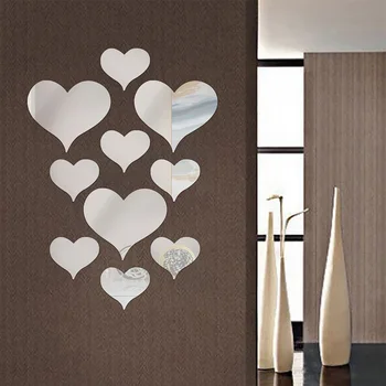 Акрилна Стикер на стената с Огледалото на Любовта, Креативна 3D картина във формата на Сърце За Всекидневната, Фон За Украса на стени