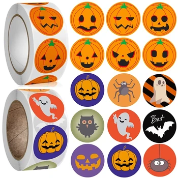 500шт на Етикети на Хелоуин, Забавни стикери с участието на Призрак на Тиквата, Хартиени етикети за подарък опаковки, етикети за запечатване на опаковки, украса за Хелоуин 2023