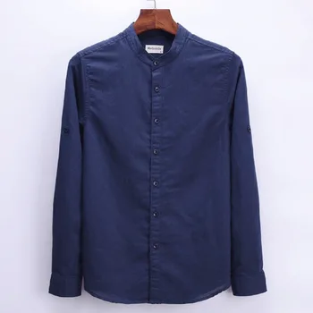 2023, Нови пролетни ленени ризи в японски стил за мъже, Памук, Дишащи и Удобни ежедневни минималистичные ежедневни ризи