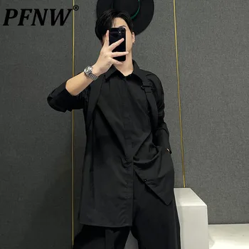 PFNW/ Пролетно-летни Нови Мъжки Ризи с подвижна каишка, обикновена модни улични върховете в Корейски стил за отдих, 28A2021