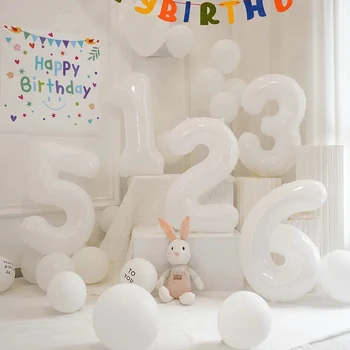 16-инчов цифров балон, декор за парти в чест на рождения ден на с бял въздушно топка