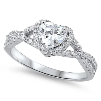 Жена безцветен пръстен с циркониевым възел безкрайност, сватбена обещанието във формата на сърце (размери 4-12), Новата мода, Просто универсално женско