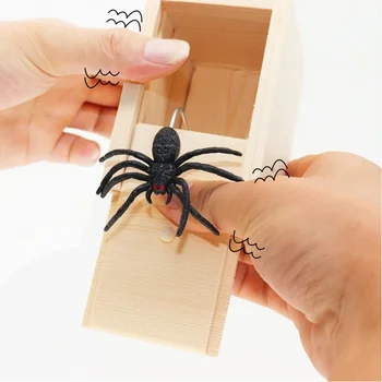 Супер забавна подарък кутия за луди шеги, паяк, Дървена кутия за Хелоуин, гума розыгрышный паяк, забавни играчки, за да отблъскват паяци за офис и семейство