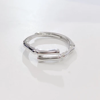 Прости бамбукови пръстени за връзка За жени, Класически пръстен от сребро 925 проба, Минималистичные модни декорации за партита, женски, метални аксесоари