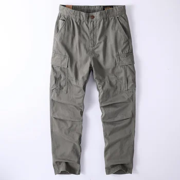 Мъжки ежедневни панталони пълна дължина в ретро стил с множество джобове, памучни панталони-карго, Големи Размери, Свободни улични туристически панталони