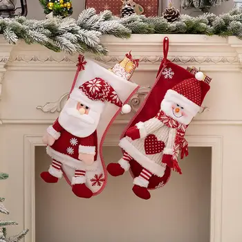 Коледни чорапи за Еднократна употреба, Възли Коледни Чорапи, Вместительные подаръчни пакети с Дядо Коледа и Снеговиком за Коледната елха