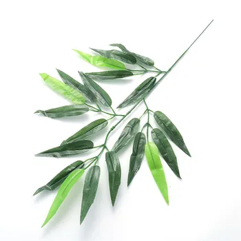 Клони Зелен изкуствен Бамбук, листа плат от Коприна, Изкуствени растения за сватбена декорация, Декоративни листа за домашния офис