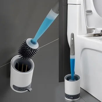 Набор от тоалетни четки Стенен монтаж с притежателя на Силиконовата TPR четка за почистване на ъгли, Инструменти и Аксесоари за баня