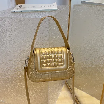 Дамска чанта-месинджър с крокодиловым модел, Малка чанта-тоут от Изкуствена кожа, Тенденция Женствена чанта през рамо, Луксозен портфейл Ins, Чанта