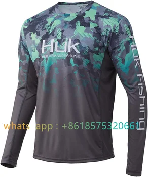 Мъжка Риза за риболов Huk Icon X Camo Upf 50 + и е С дълъг ръкав, Риза за Риболов, Производствена Риза за Риболов, Слънцезащитен Анти-uv Риболовен Трико